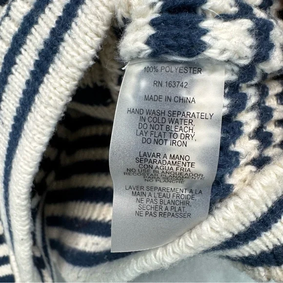 Sioni Navy and Cream Striped Knitted Nautical Casual Jacket Cardigan Size L - Picture 7 of 9